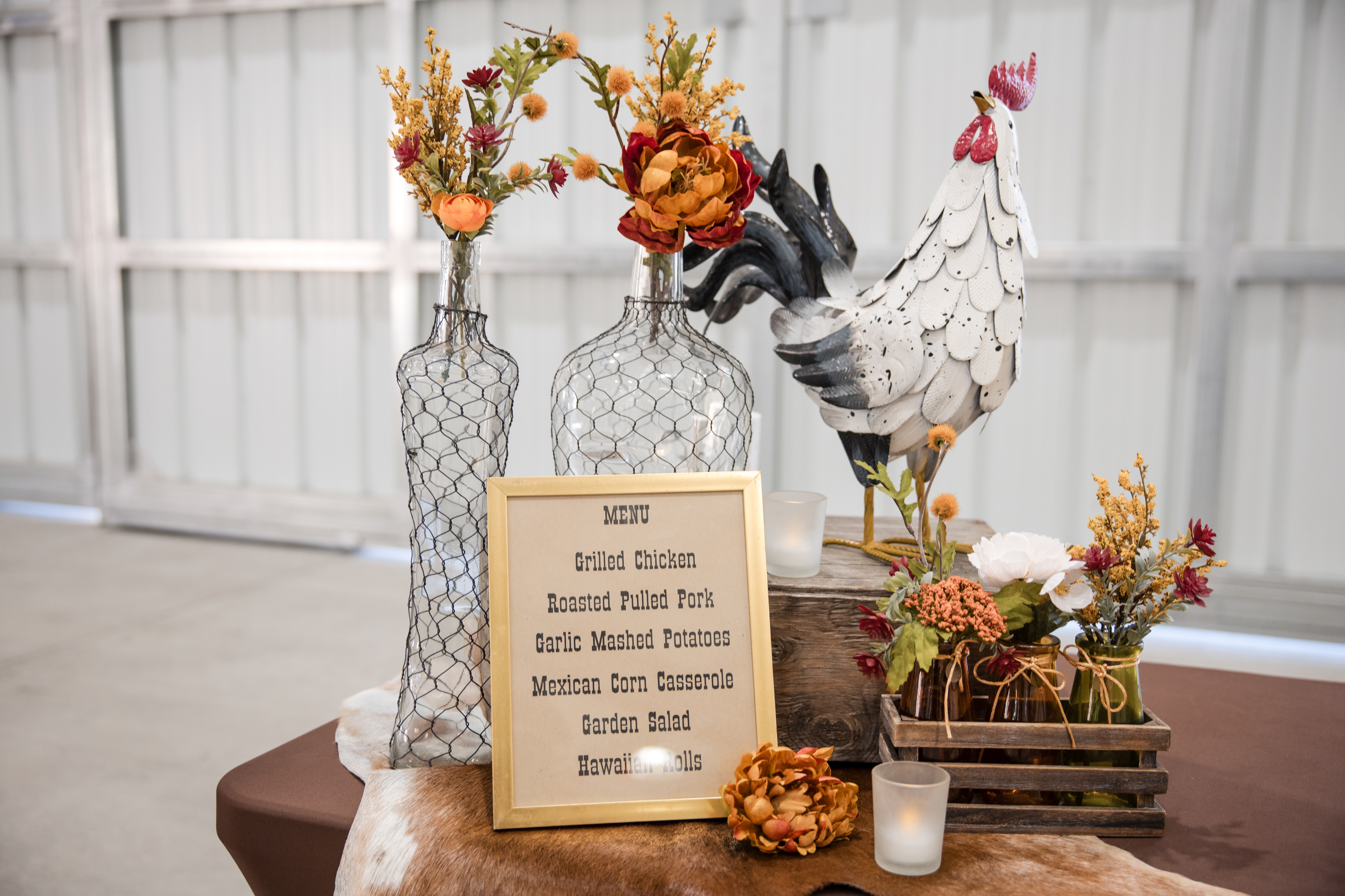Menu display western themed corporate gala dinner event